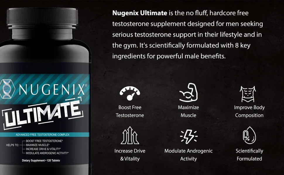 Nugenix Total-T Ultimate - Advanced Free and Total Testosterone Booster for Men - 120 Tablets  - Nugenix Ultimate Benefits