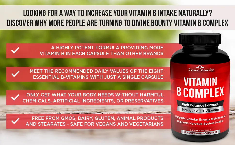 Divine Bounty Super B Complex Vitamins - 90 Capsules - product information 1