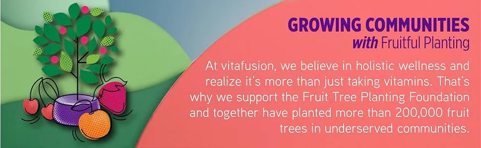 VitaFusion Extra Strength Biotin Natural Blueberry Flavor 5000 mcg 100 Gummies - Growing communities with fuitful planning we support the fruit tree planting foundation