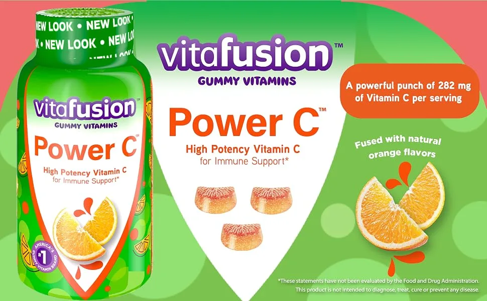 VitaFusion Power C High Potency Vitamin C Natural Orange Flavor 150 Gummies - Vitafusion Power C High Potency Vitamin C for Immune Support
