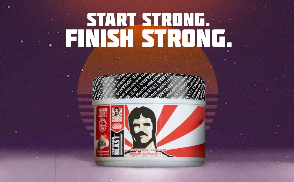 VINTAGE BLAST Pre Workout - Blueberry Lemonade - 306 Grams - Start Strong. Finish Strong.
