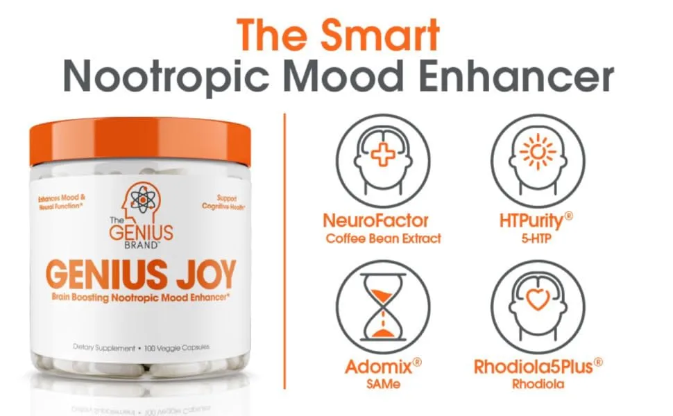 Genius Joy Mood Booster & Brain Support -100 Capsules - ingredients