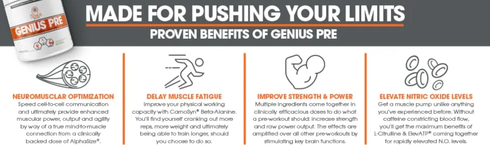 Genius Pre Workout Powder - Sour Apple – 20 Servings  - pre workout