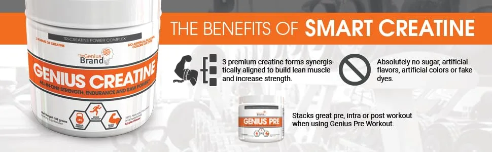 Genius Creatine Powder Post Workout Supplement - Sour Apple - 188G - product information 1