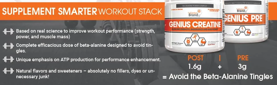 Genius Creatine Powder Post Workout Supplement - Sour Apple - 188G - product information 2