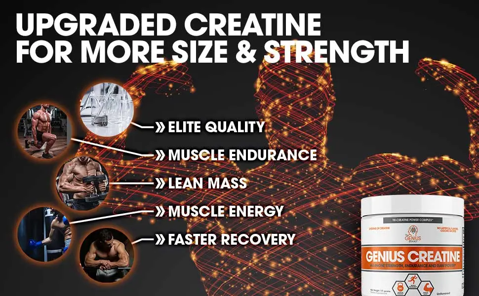 Genius Creatine Powder Pro Post Workout Recovery - 170 Grams - post jym glycofuse creatina monohidratada aftershock creatinine  micronized creatine monohydrate BPI