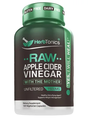 Herb Tonics High Strength Raw Apple Cider Vinegar - 120 Capsules - herbtonics apple cider vinegar