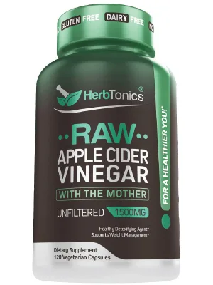 Herb Tonics High Strength Raw Apple Cider Vinegar - 120 Capsules - herbtonics apple cider vinegar