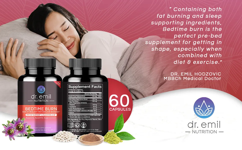 Dr. Emil PM Fat Burner Sleep Aid and Night Time Appetite Suppressant - 60 Capsules - Dr. Emil