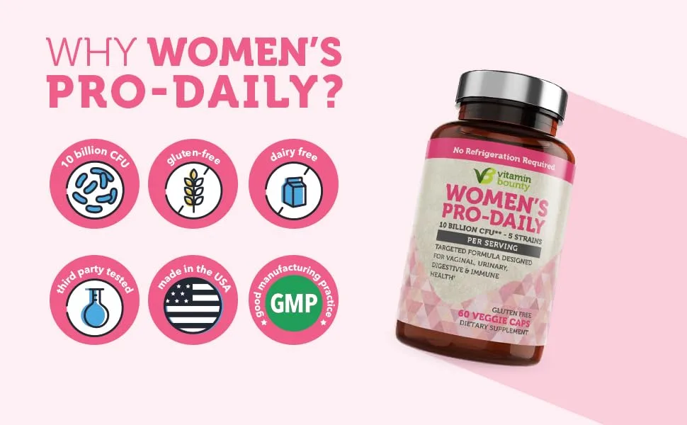 Vitamin Bounty Prebiotic for Women 10 Billion CFU - 60 Capsules - why womens pro-daily