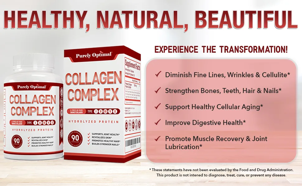 PURELY OPTIMAL Premium Multi Collagen Peptide - 90 Capsules - collagen benefits