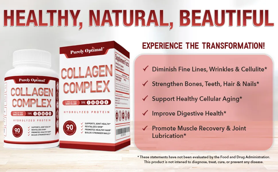 PURELY OPTIMAL Premium Multi Collagen Peptide - 90 Capsules - collagen benefits