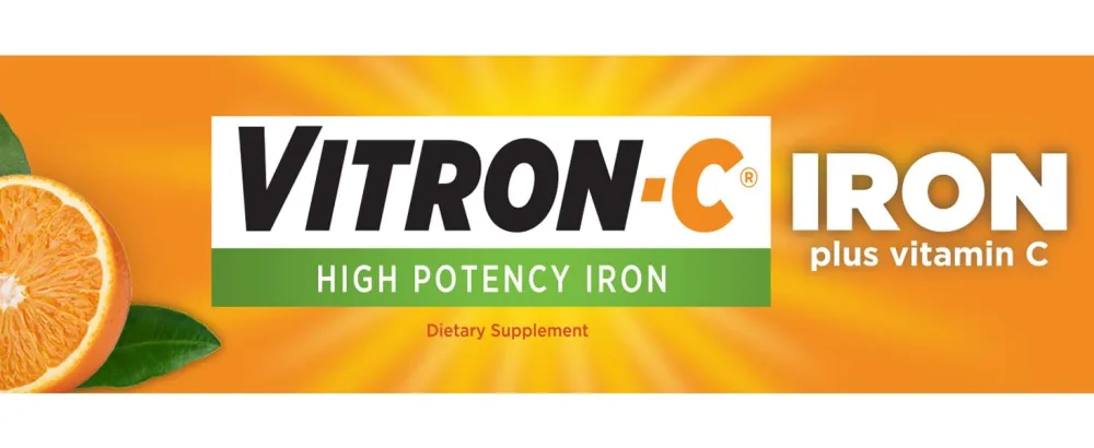 Vitron-C High Potency Iron Supplement with Vitamin C - 60 Count - Vitron-C High Potency Iron Dietary Supplement