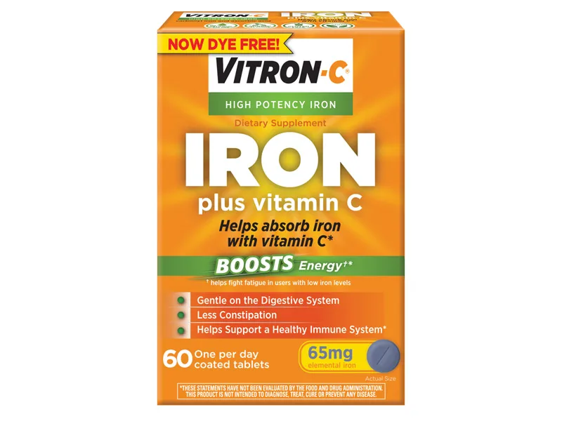 Vitron-C High Potency Iron Supplement with Vitamin C - 60 Count - Vitron-C High Potency Iron Supplement with Vitamin C