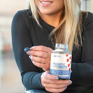 Optimum Nutrition Prebiotic + Probiotic Gummies - Blue Raspberry - 60 Count  - ON Gummies Prebiotic and Probiotic