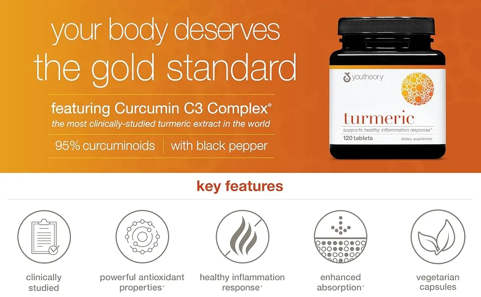 Youtheory Turmeric - Advanced Formula - 120 Tablets - Turmeric Advanced 120 ct Header