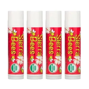 Sierra Bees Organic Lip Balms Pomegranate 4 Pack .15 oz (4.25 g) Each - Lip Balms Pomegranate