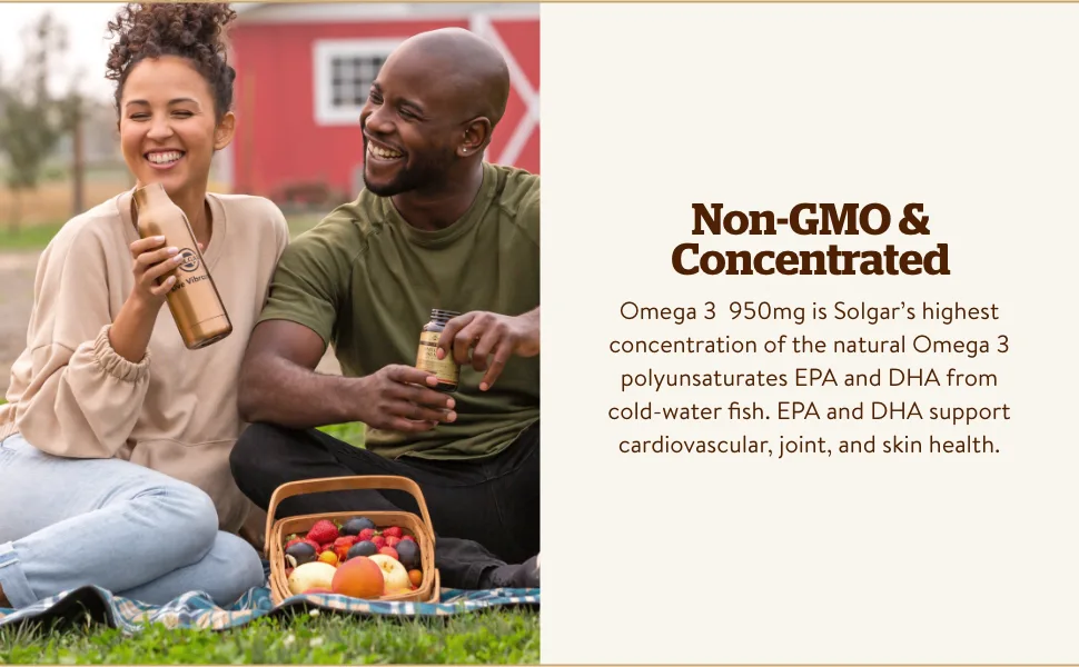Solgar Omega-3 EPA & DHA Triple Strength 950 mg 50 Softgels - fish oil formulation also support cardiovascular, joint, and skin health