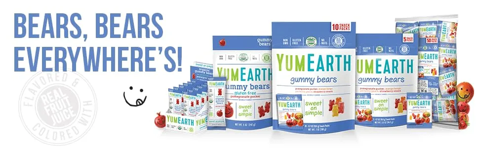 YumEarth Gummy Bears Assorted Flavors 10 Snack Packs 0.7 oz (19.8 g) Each - product information 4
