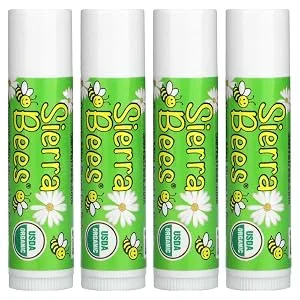 Sierra Bees Organic Lip Balms Mint Burst 4 Pack .15 oz (4.25 g) Each - Organic Lip Balms