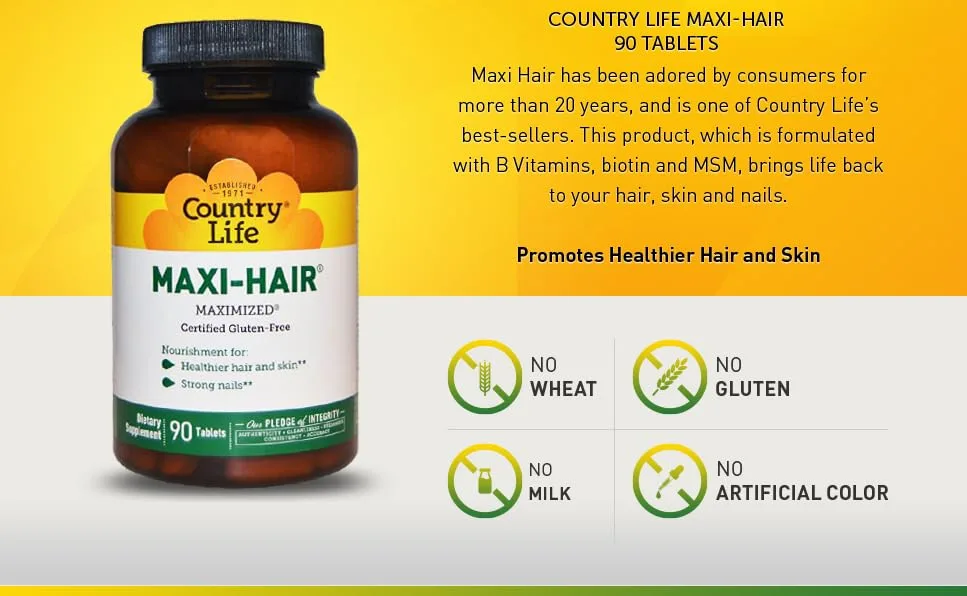 Country Life Maxi-Hair 90 Tablets - product information 2