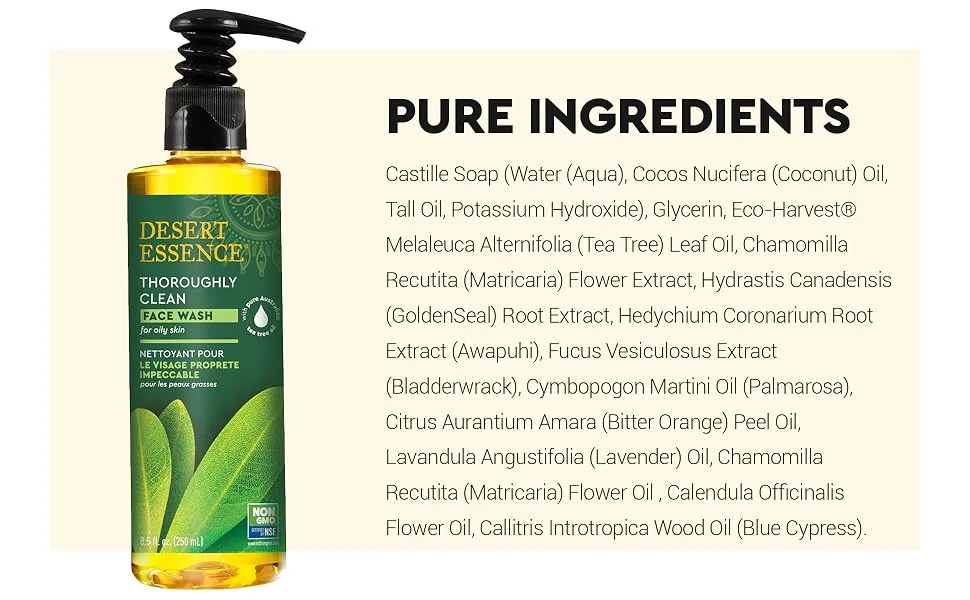 Desert Essence Thoroughly Clean Face Wash Original 8.5 fl oz (250 ml) - Desert Essence Thoroughly Clean Face Wash Ingredients