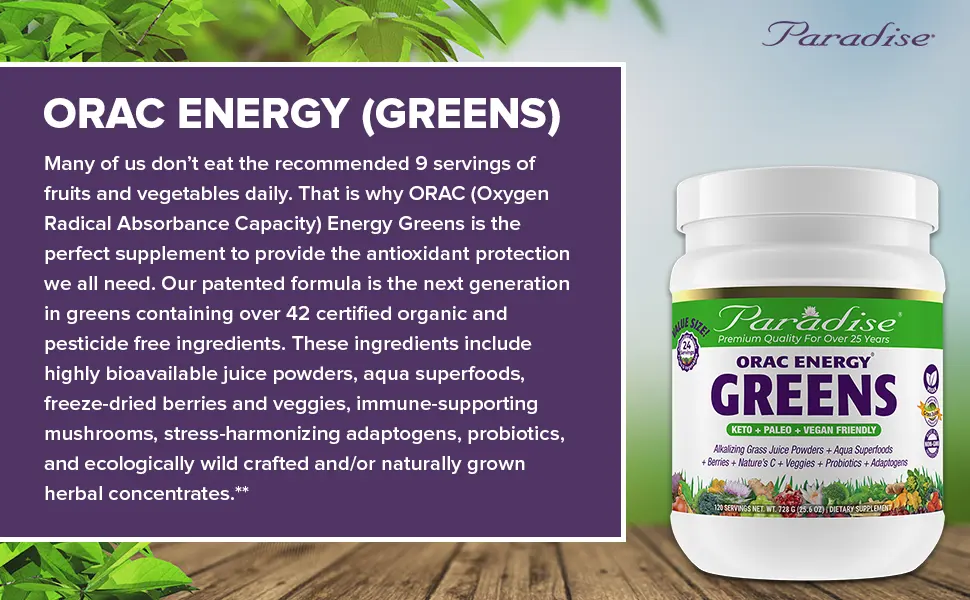 Paradise Herbs ORAC-Energy Greens 3.2 oz (91 g) - Paradise Herbs