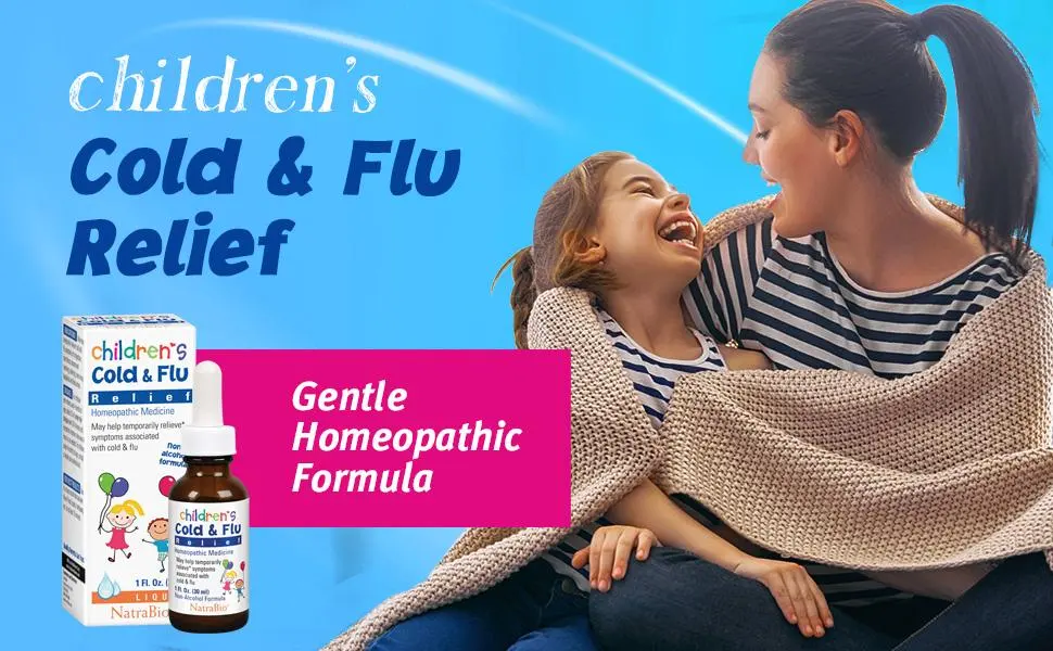 NatraBio Children's Cold & Flu Relief 1 fl oz (30 ml) - NatraBio Cold & Flu Relief Homeopathic Medicine Kids and Infants 4 Months & Older Non-Drowsy