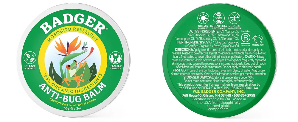 Badger Company Anti-Bug Balm Citronella & Rosemary .75 oz (21 g) - Badger Deet Free Bug Repellent Tin