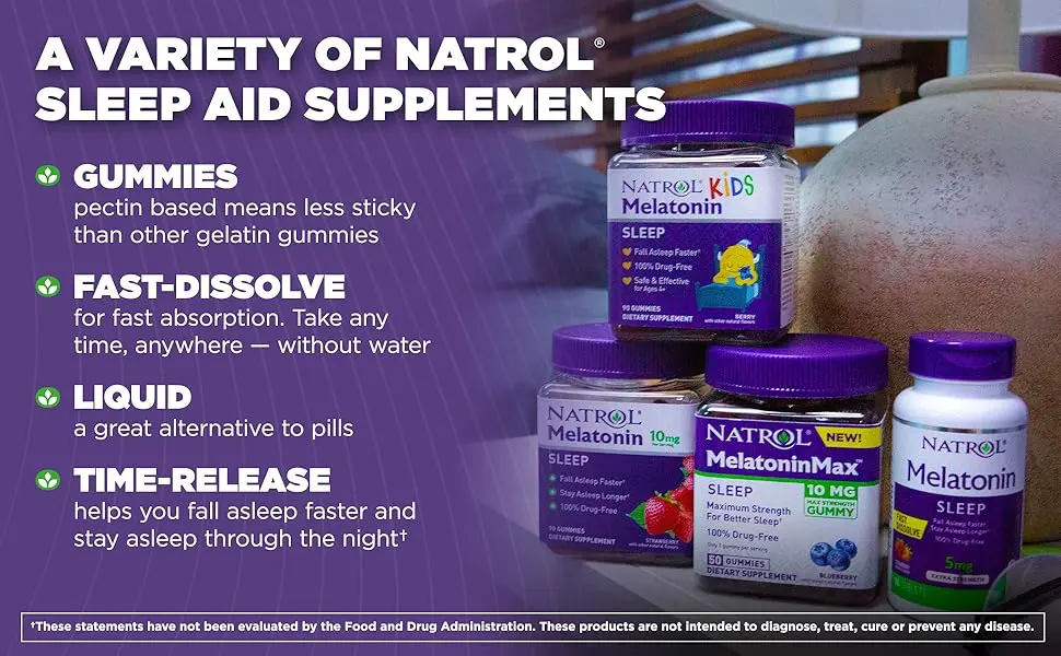 Natrol Melatonin Advanced Sleep Time Release 10 mg 100 Tablets - GUMMIES are pectin based and contain no gelatin, so they are less sticky than gelatin gummies