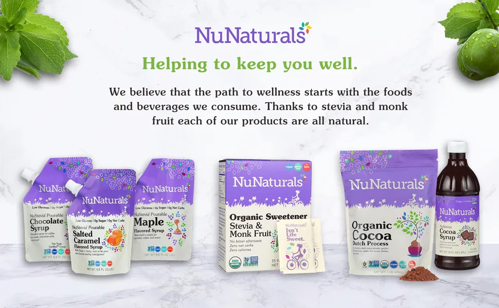NuNaturals NuStevia White Stevia Powder 100 Packets 3.5 oz (100 g) - NuNaturals