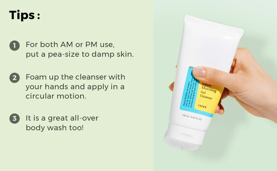 Cosrx Low pH Good Morning Gel Cleanser 150 ml - Tips