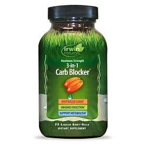 Irwin Naturals 3-In-1 Carb Blocker Maximum Strength 75 Liquid Soft-Gels - carb blocker