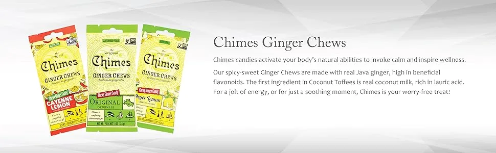 Chimes Ginger Chews Original 5 oz (141.8 g) - Lemon Ginger, Cayenne Ginger, Ginger Candy