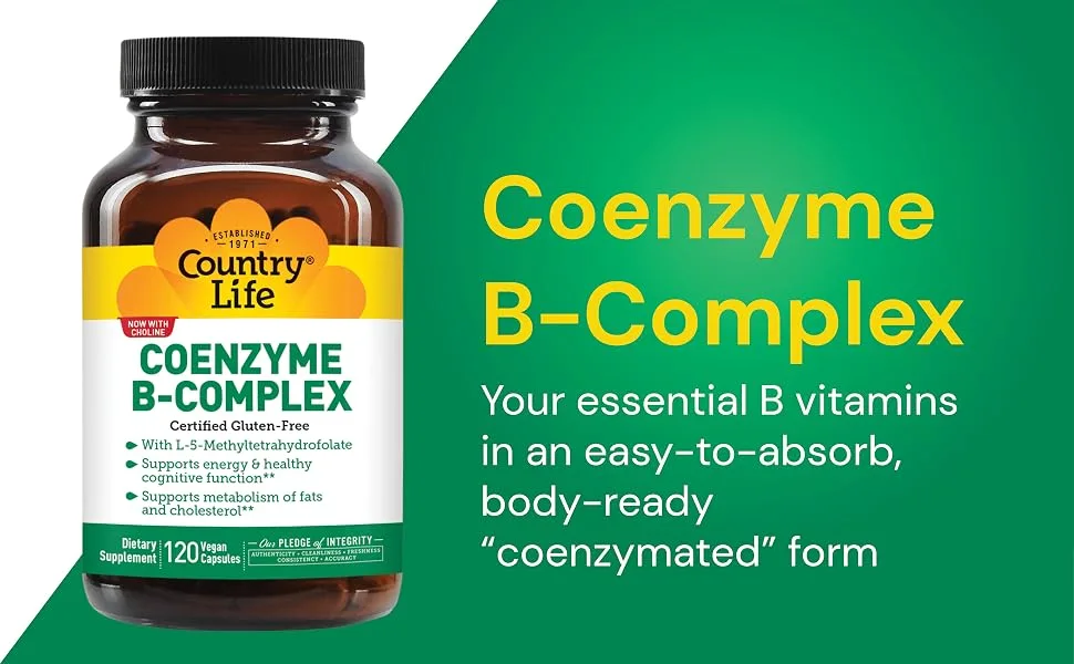 Country Life Coenzyme B-Complex Caps 120 Vegan Capsules - Coenzyme B-Complex Your essential B vitamins in an easy-to-absorb, body-ready