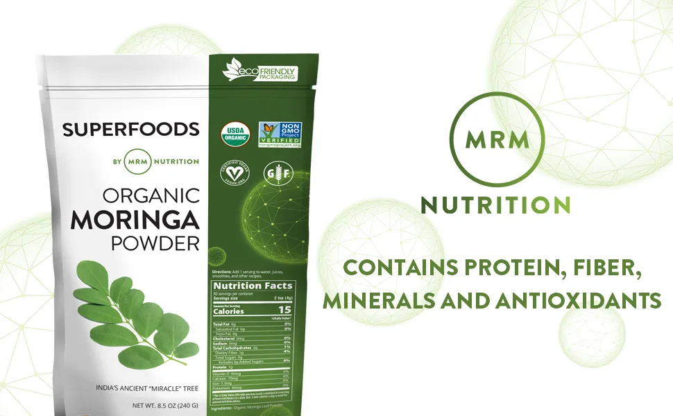 MRM Raw Organic Moringa Powder 8.5 oz (240 g) - MRM Nutrition