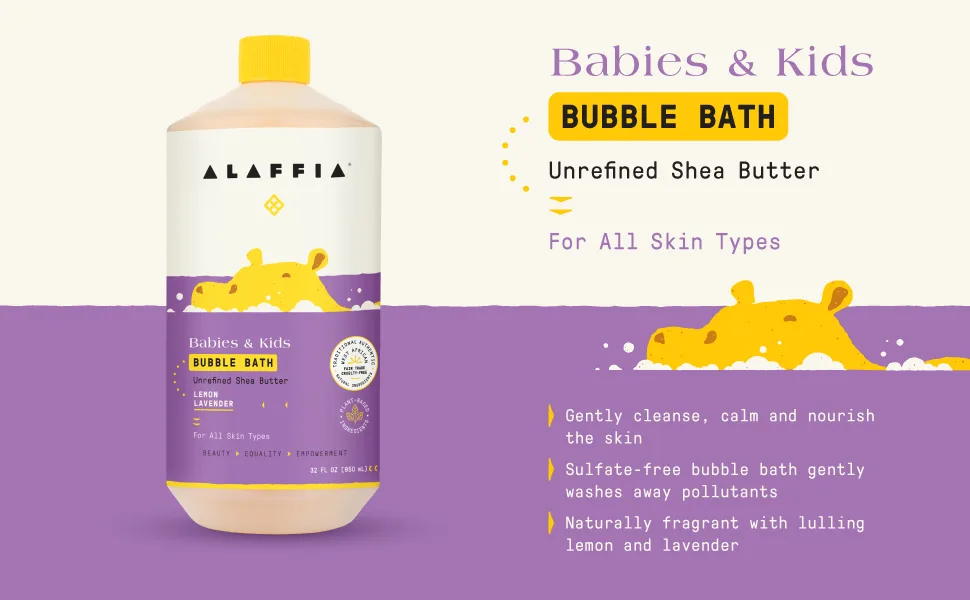 Alaffia Kids Bubble Bath Lemon Lavender 32 fl oz (950 ml) - BBLLN