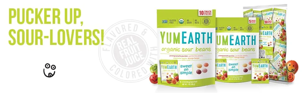 YumEarth Organic Sour Beans Assorted Flavors 10 Snack Packs 0.7 oz (19.8 g) Each - product information 4
