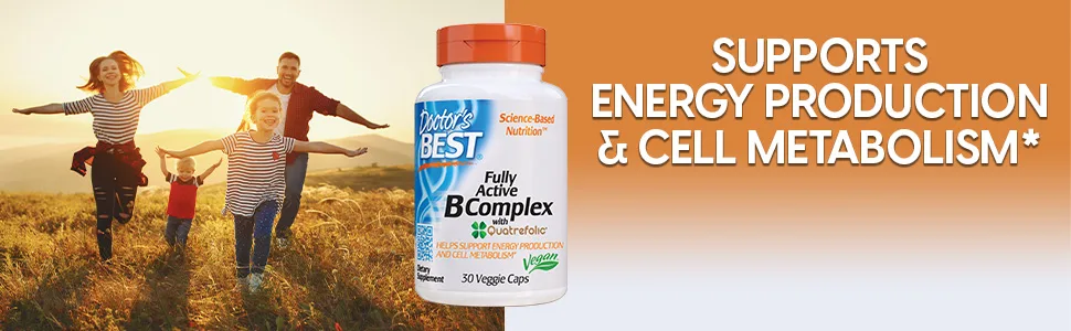 Doctor's Best Fully Active B Complex with Quatrefolic 30 Veggie Caps - Fully Active B Complex energy and helps coping with stress