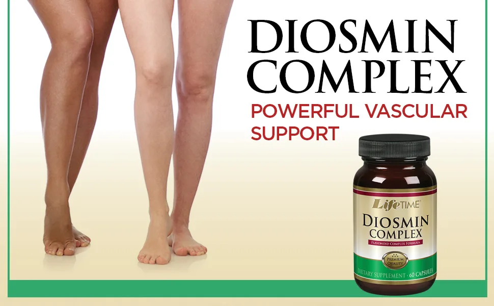LifeTime Vitamins Diosmin Complex - 60 Capsules - LifeTime Diosmin Flavonoid Complex Circulation Vein and Heart Health Support with Horse Chestnut