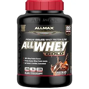 ALLMAX Nutrition Gold AllWhey 100% Premium Whey Protein Chocolate 5 lbs (2.27 kg) - chocolate whey protein allwhey