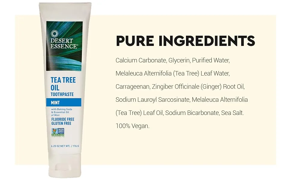 Desert Essence Tea Tree Oil Toothpaste Mint 6.25 oz (176 g) - Desert Essence Natural Toothpaste, How to Brush Your teeth,Toothpaste