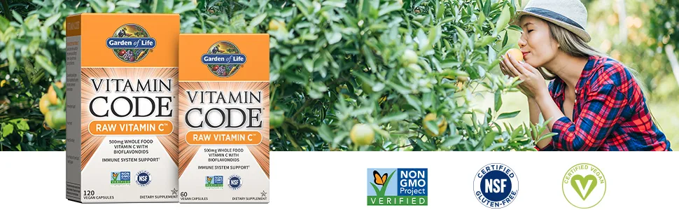 Garden of Life Vitamin Code RAW Vitamin C 60 Vegan Capsules - vitamin code raw vitamin c Immune system support healthy heart skin eyes digestion