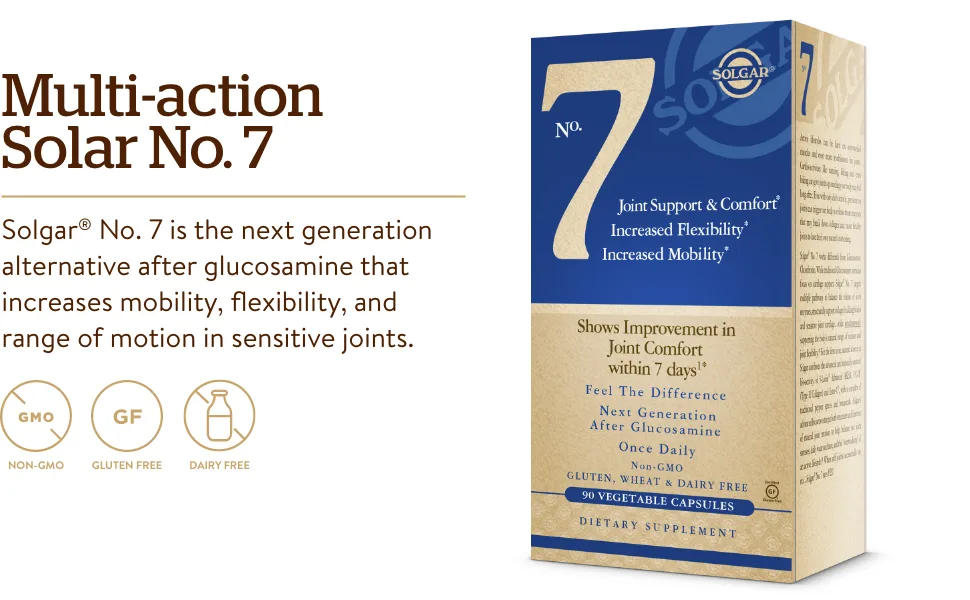 Solgar No. 7 Joint Support & Comfort 90 Vegetable Capsules - Increased Mobility & Flexibility - Supplement for Men & Women - With Ester-C Vitamin C