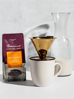 Teeccino Chicory Herbal Coffee Medium Roast Caffeine Free Hazelnut 11 oz (312 g) - Teeccino Hazelnut Herbal Coffee Substitute can be brewed in any kind of coffee maker