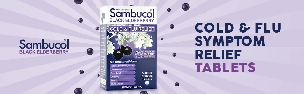 Sambucol Black Elderberry Cold & Flu Relief 30 Quick Dissolve Tablets - Sambucol Black Elderberry Cold & Flu Relief Tablets 30 ct