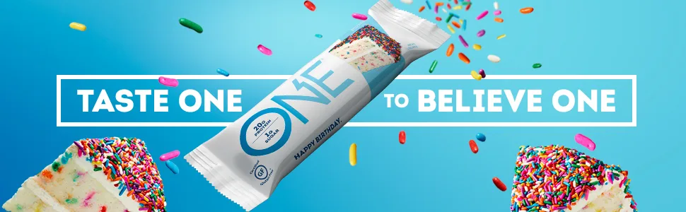 One Brands One Bar Birthday Cake 12 Bars 2.12 oz (60 g) Each - One Bar, One Brands, One Protein Bar, Protein Bar, Birthday Cake, Birthday Cake Protein Bar, One