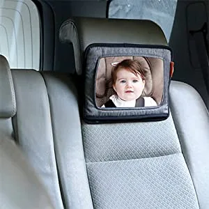 Dreambaby Reversible Car Back Seat Rear View Mirror - 2 in 1 Function - Tablet Holder & Safety Mirror - Grey Backseat Mirror & IPad Holder 20.5 x 27 cm Grey - car seat mirror