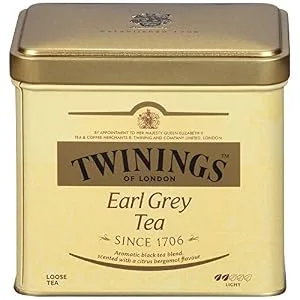 Twinings Earl Grey Loose Tea Light 7.05 oz (200 g) - Loose, Tea, Leaf, Leaves, Black Green, Earl Grey, Steeper, Infuse, English, Bag, Pot, Breakfast, Tin