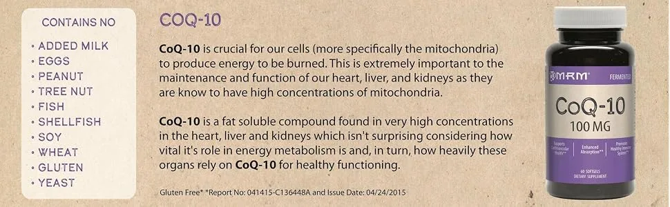 MRM CoQ-10 100 mg 120 Softgels - product information 41